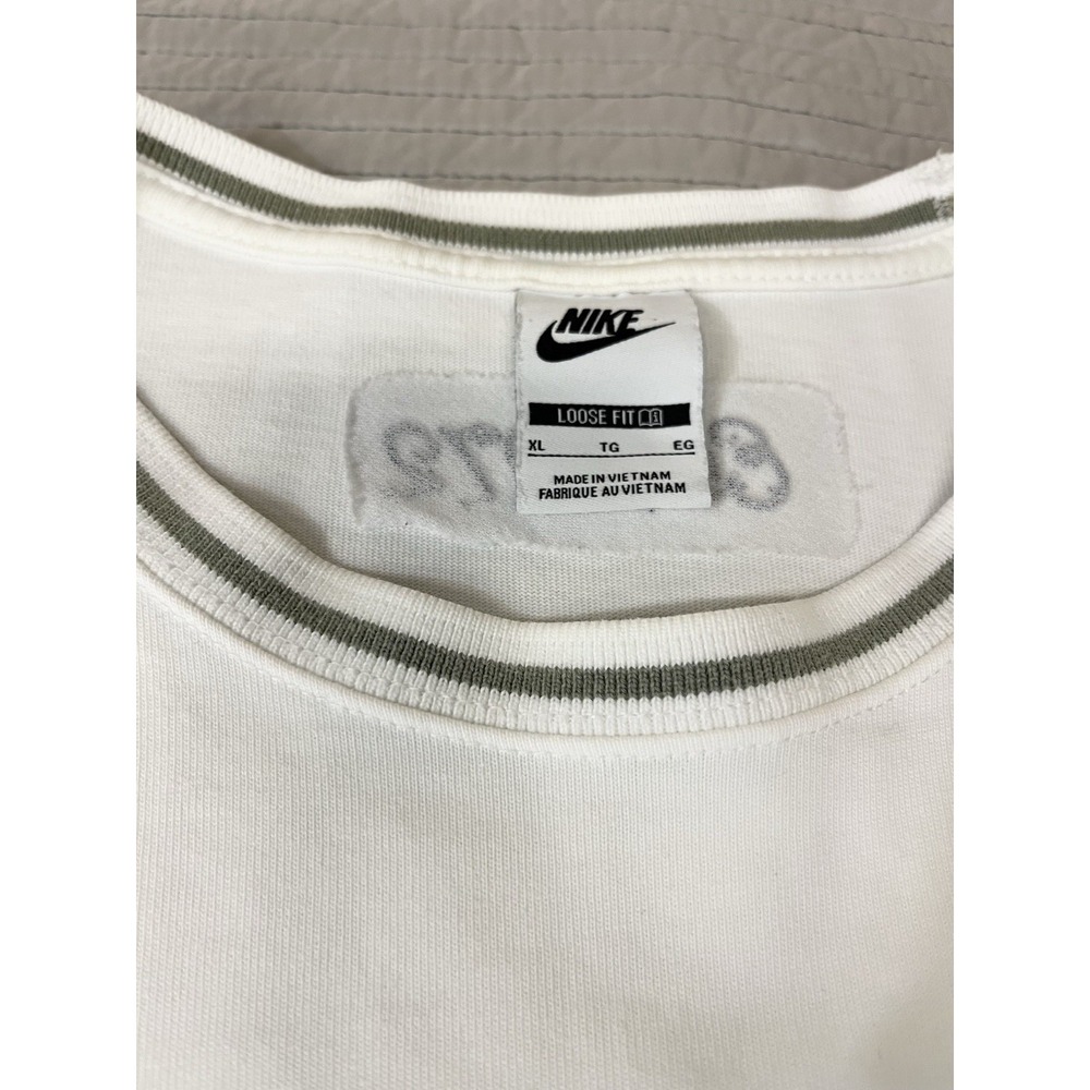 Nike Premium Loose Fit Essential Shirt Striped Collar Off White Baggy Mens XL - Picture 3 of 9